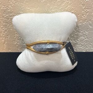 Larissa Loden Bronze bangle bracelet with smoked quartz crystal